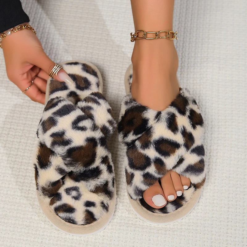 Women’s Fluffy Cross Slippers - Inarah Trade Ltd