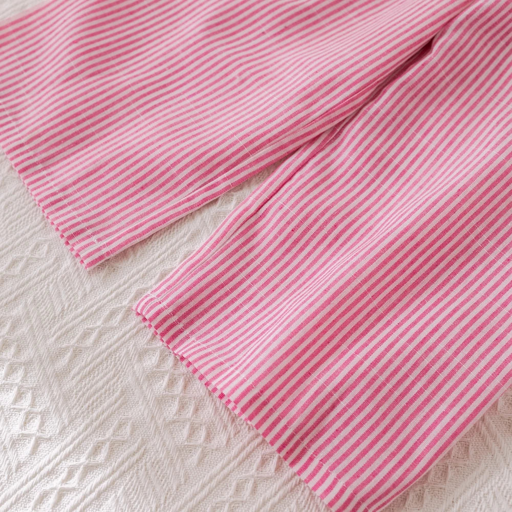 Humor Bear Girls' Summer Set – Pink Striped Bow Vest & Pants (2-Piece) - Inarah Trade Ltd