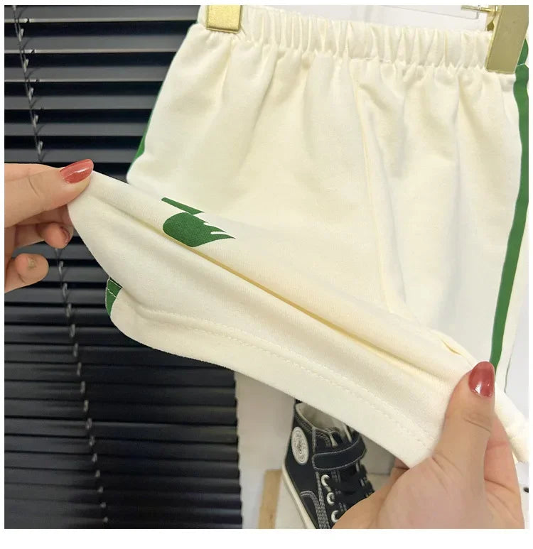 2025 Kids Striped Summer Set – Short Sleeve Top & Shorts (2-Piece) - Inarah Trade Ltd