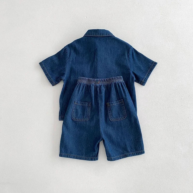 Kids’ Summer Denim Set – Short Sleeve Top & Shorts - Inarah Trade Ltd