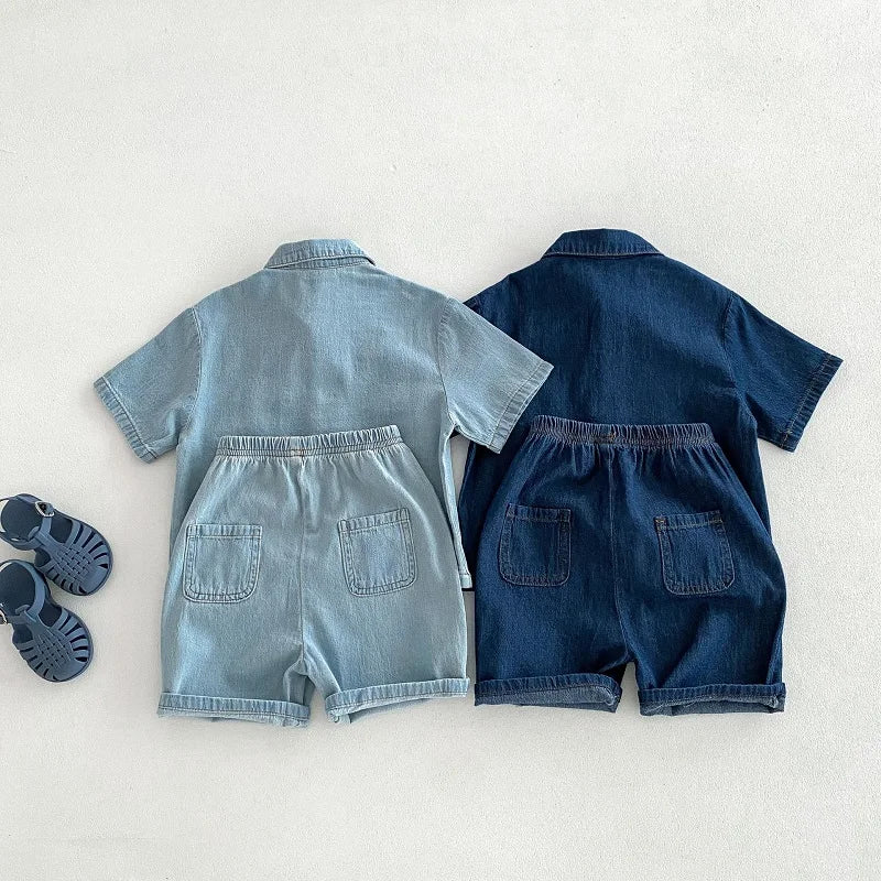 Kids’ Summer Denim Set – Short Sleeve Top & Shorts - Inarah Trade Ltd