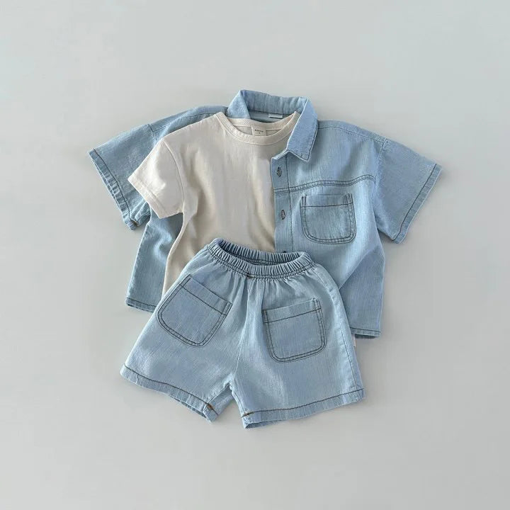 Kids’ Summer Denim Set – Short Sleeve Top & Shorts - Inarah Trade Ltd