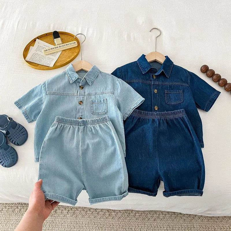 Kids’ Summer Denim Set – Short Sleeve Top & Shorts - Inarah Trade Ltd