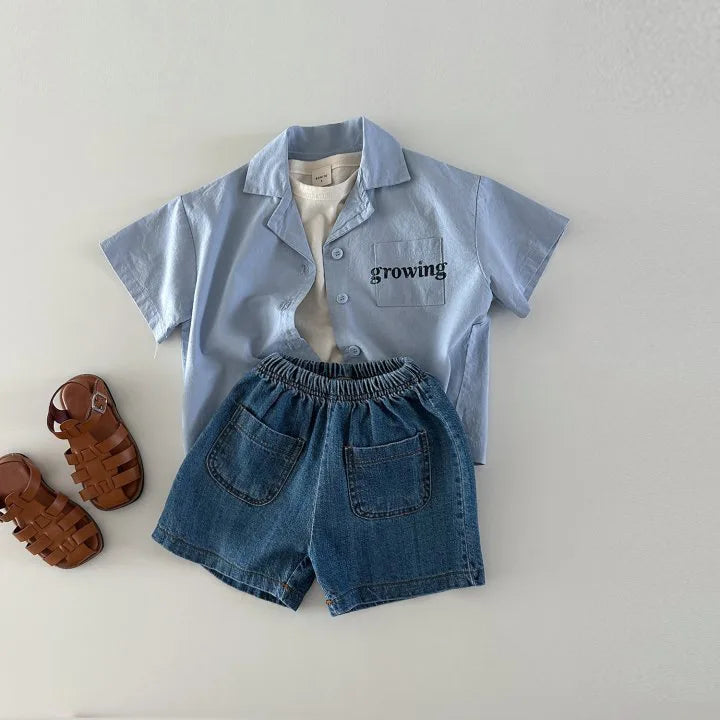 Kids’ Summer Denim Set – Short Sleeve Top & Shorts - Inarah Trade Ltd