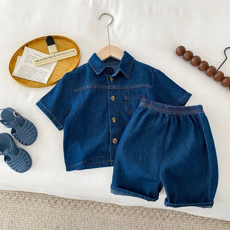 Kids’ Summer Denim Set – Short Sleeve Top & Shorts - Inarah Trade Ltd