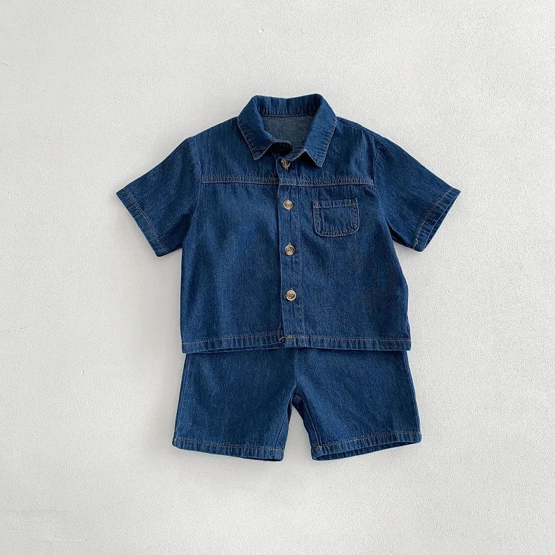 Kids’ Summer Denim Set – Short Sleeve Top & Shorts - Inarah Trade Ltd
