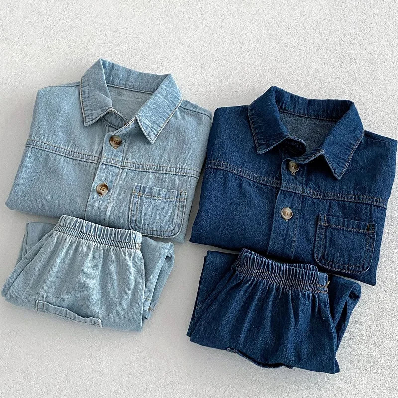 Kids’ Summer Denim Set – Short Sleeve Top & Shorts - Inarah Trade Ltd