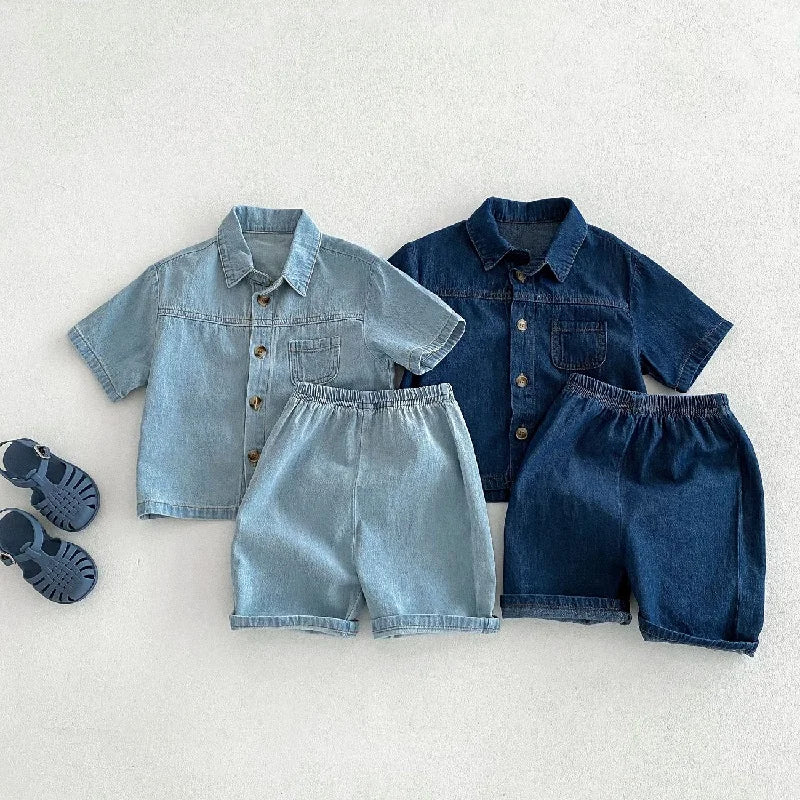 Kids’ Summer Denim Set – Short Sleeve Top & Shorts - Inarah Trade Ltd