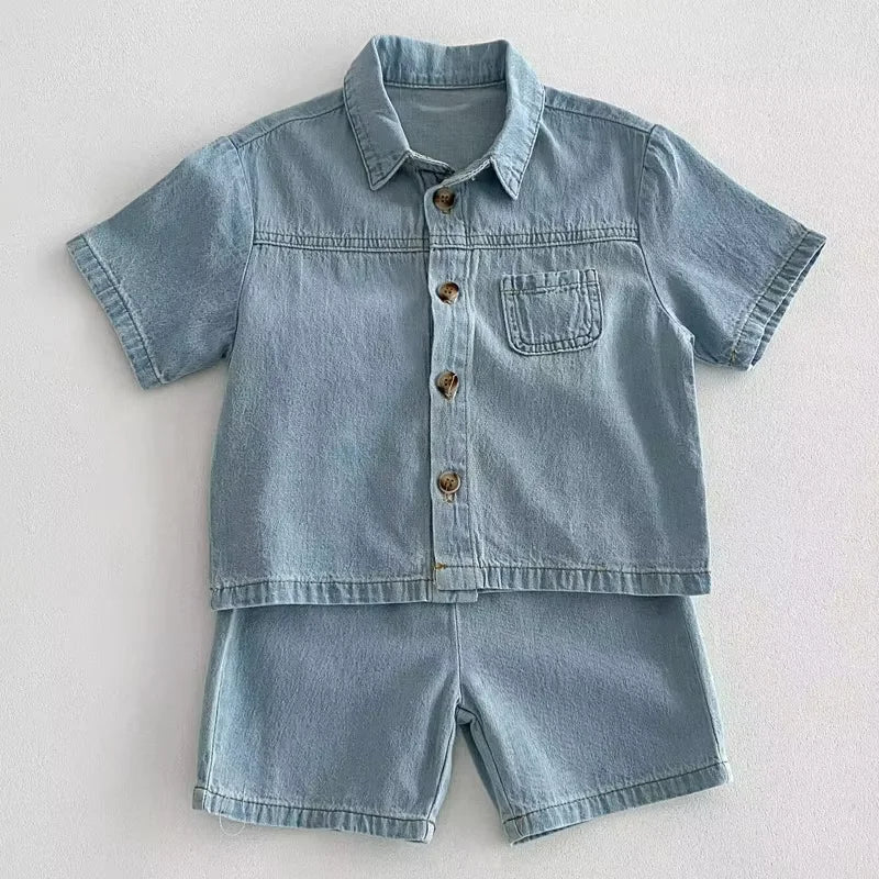 Kids’ Summer Denim Set – Short Sleeve Top & Shorts - Inarah Trade Ltd