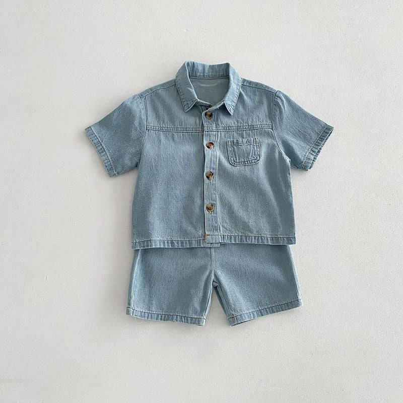Kids’ Summer Denim Set – Short Sleeve Top & Shorts - Inarah Trade Ltd