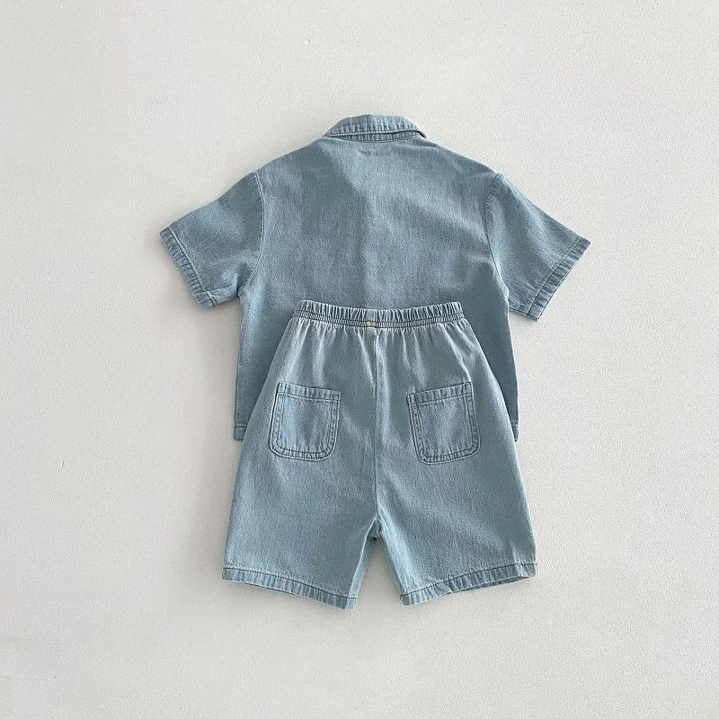 Kids’ Summer Denim Set – Short Sleeve Top & Shorts - Inarah Trade Ltd
