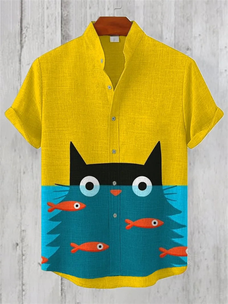 Men’s 3D Print Linen Shirt – 2025 Premium Casual Hawaiian Style - Inarah Trade Ltd