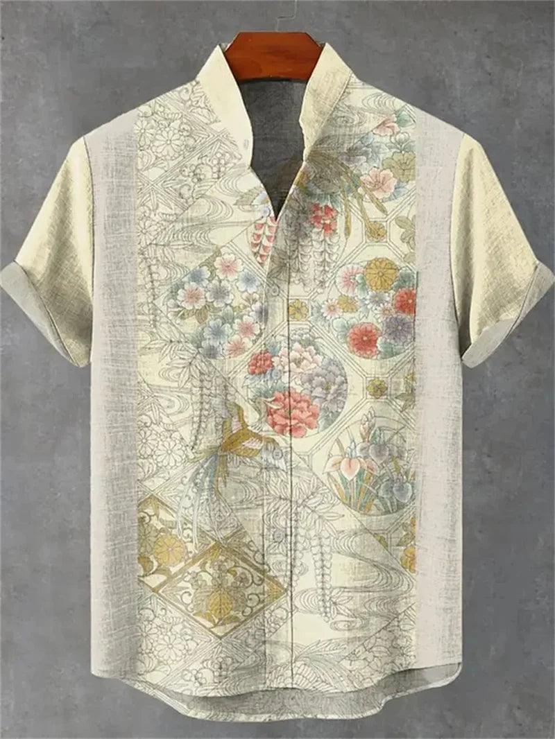 Men’s 3D Print Linen Shirt – 2025 Premium Casual Hawaiian Style - Inarah Trade Ltd