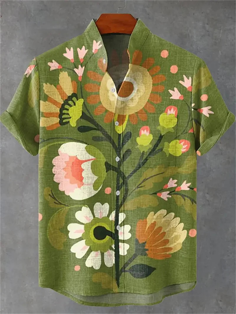 Men’s 3D Print Linen Shirt – 2025 Premium Casual Hawaiian Style - Inarah Trade Ltd