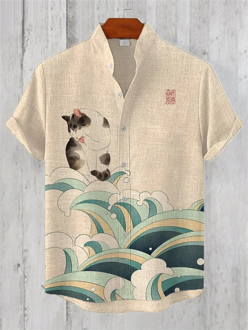 Men’s 3D Print Linen Shirt – 2025 Premium Casual Hawaiian Style - Inarah Trade Ltd