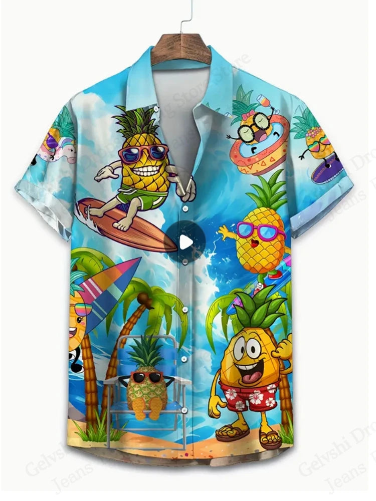 3D Pineapple Print Hawaiian Shirt – Unisex Summer Beach Style - Inarah Trade Ltd