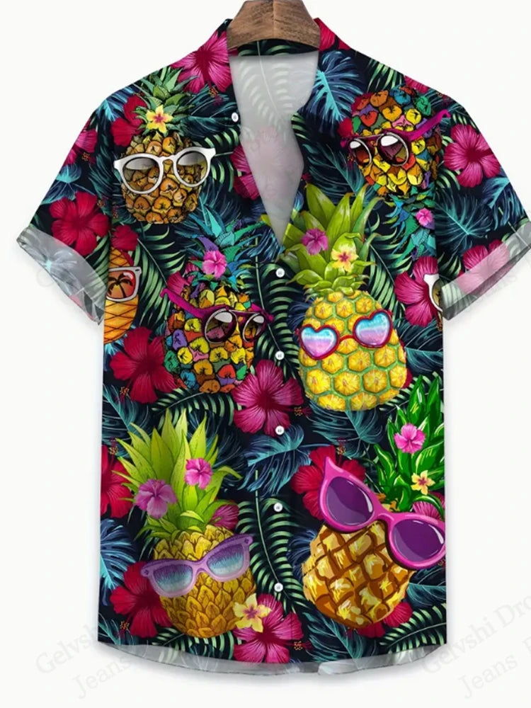 3D Pineapple Print Hawaiian Shirt – Unisex Summer Beach Style - Inarah Trade Ltd