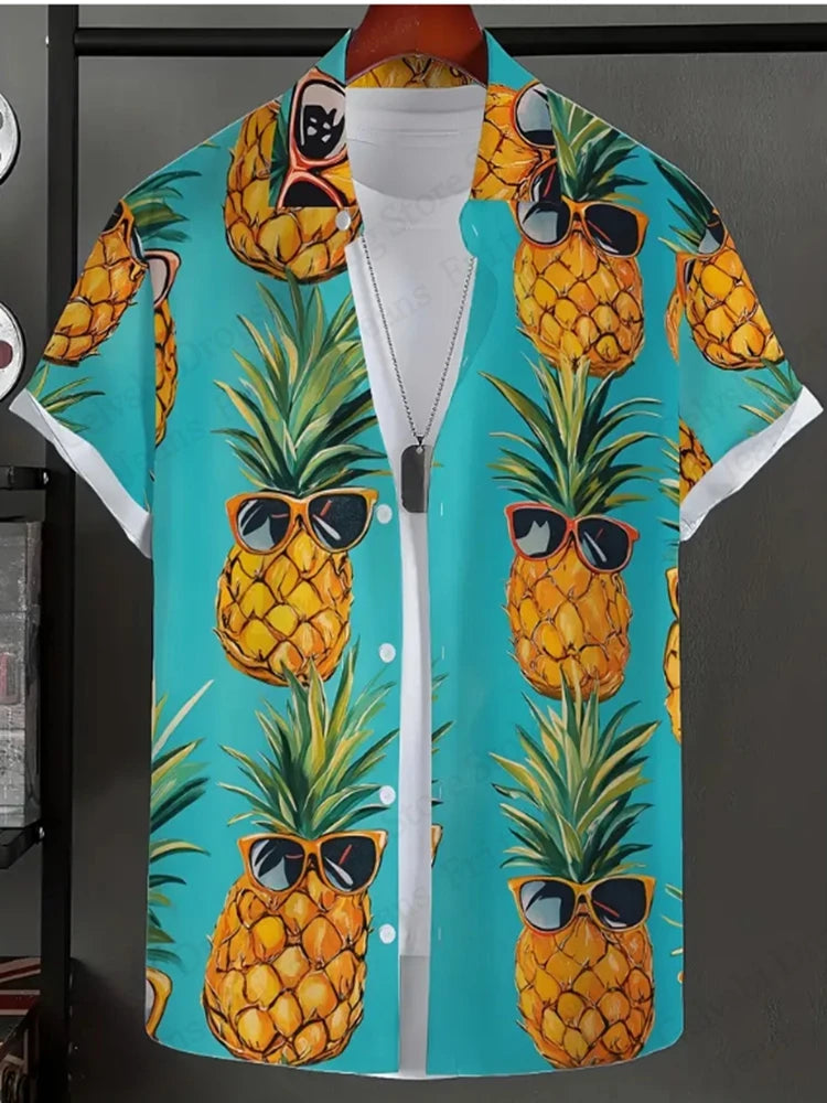 3D Pineapple Print Hawaiian Shirt – Unisex Summer Beach Style - Inarah Trade Ltd