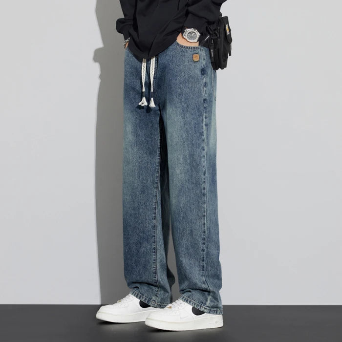 Men’s Straight Leg Drawstring Jeans – Casual Lightweight Fit - Inarah Trade Ltd