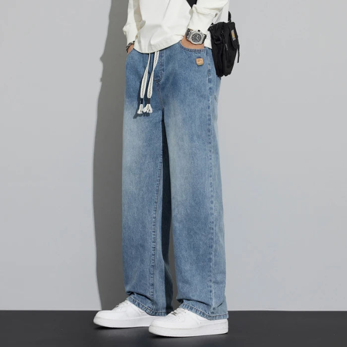 Men’s Straight Leg Drawstring Jeans – Casual Lightweight Fit - Inarah Trade Ltd