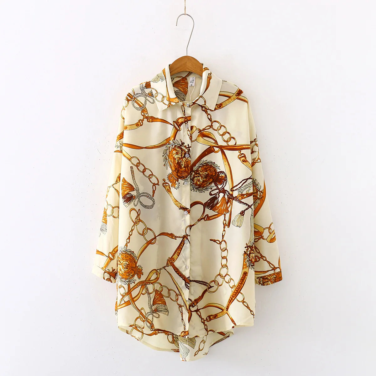 Vintage Button-Up Loose Blouse – Women’s Casual Oversized Shirt Top - Inarah Trade Ltd