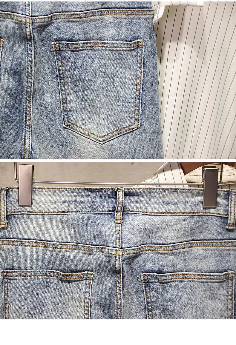 Korean Style Slim Fit Distressed Denim Jeans for Men - Inarah Trade Ltd