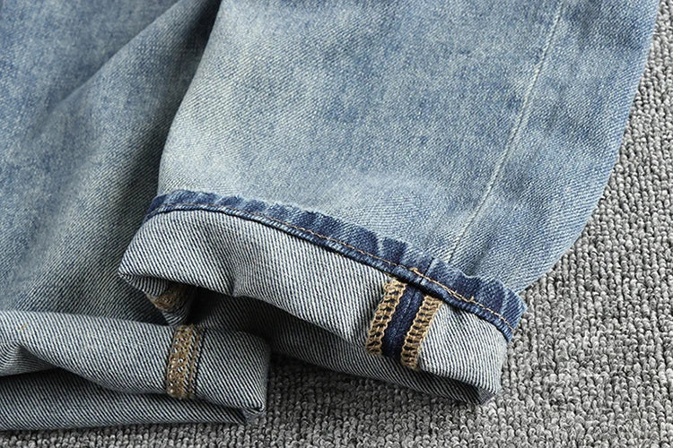 Retro American Style Men’s Washed Straight Jeans - Inarah Trade Ltd