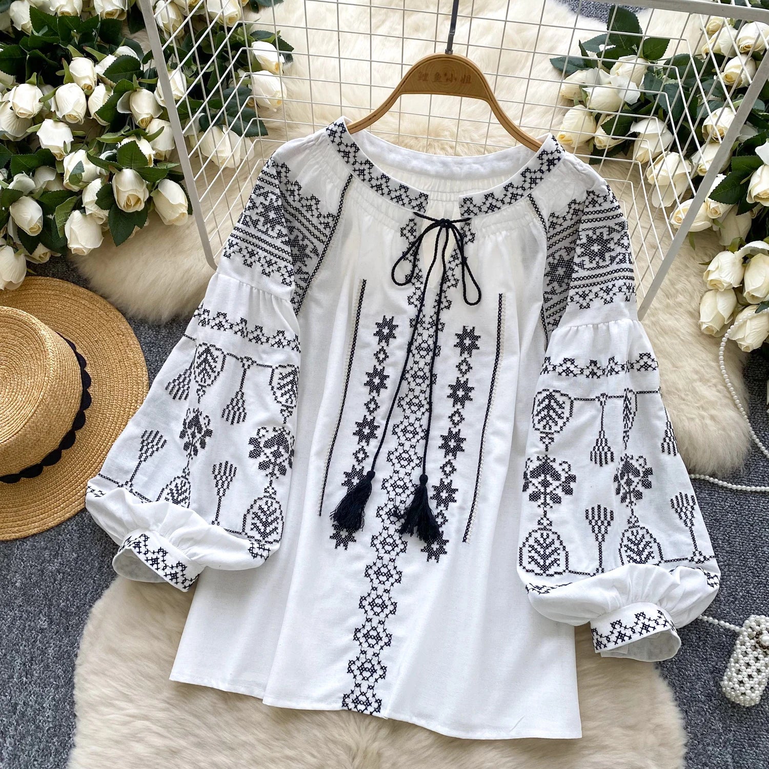 Gothic Lace-Up Long Sleeve T-Shirt – Women’s Embroidered Slim Fit Top - Inarah Trade Ltd