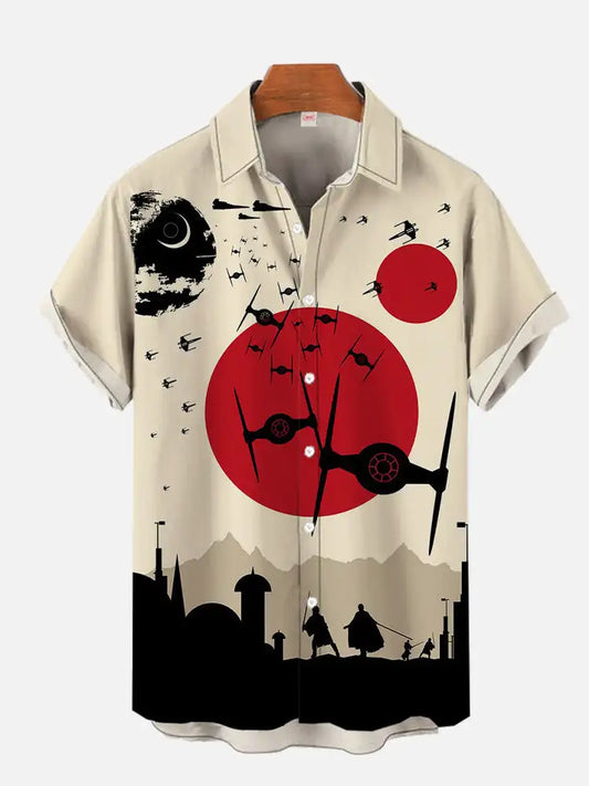 Men’s Japanese Art Style Aircraft Print Shirt . - Inarah Trade Ltd