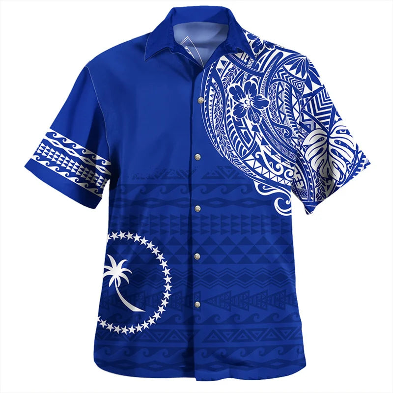 Men’s Harajuku Summer 3D Chuuk State Flag Graphic Shirt - Inarah Trade Ltd
