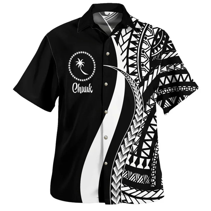 Men’s Harajuku Summer 3D Chuuk State Flag Graphic Shirt - Inarah Trade Ltd