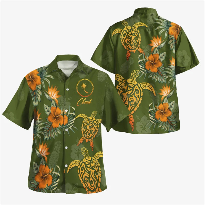 Men’s Harajuku Summer 3D Chuuk State Flag Graphic Shirt - Inarah Trade Ltd