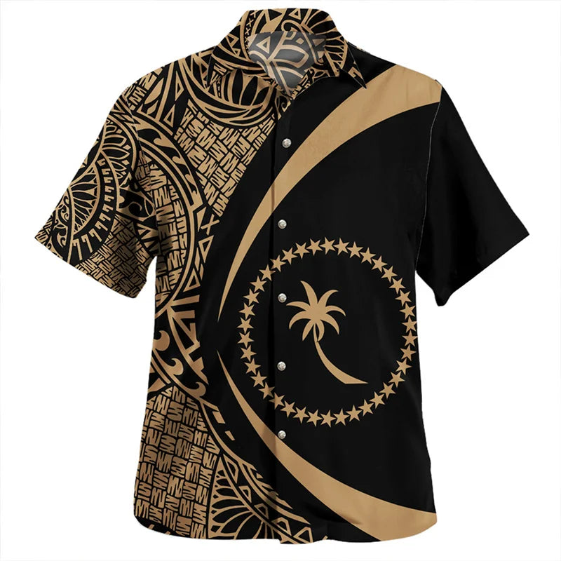 Men’s Harajuku Summer 3D Chuuk State Flag Graphic Shirt - Inarah Trade Ltd