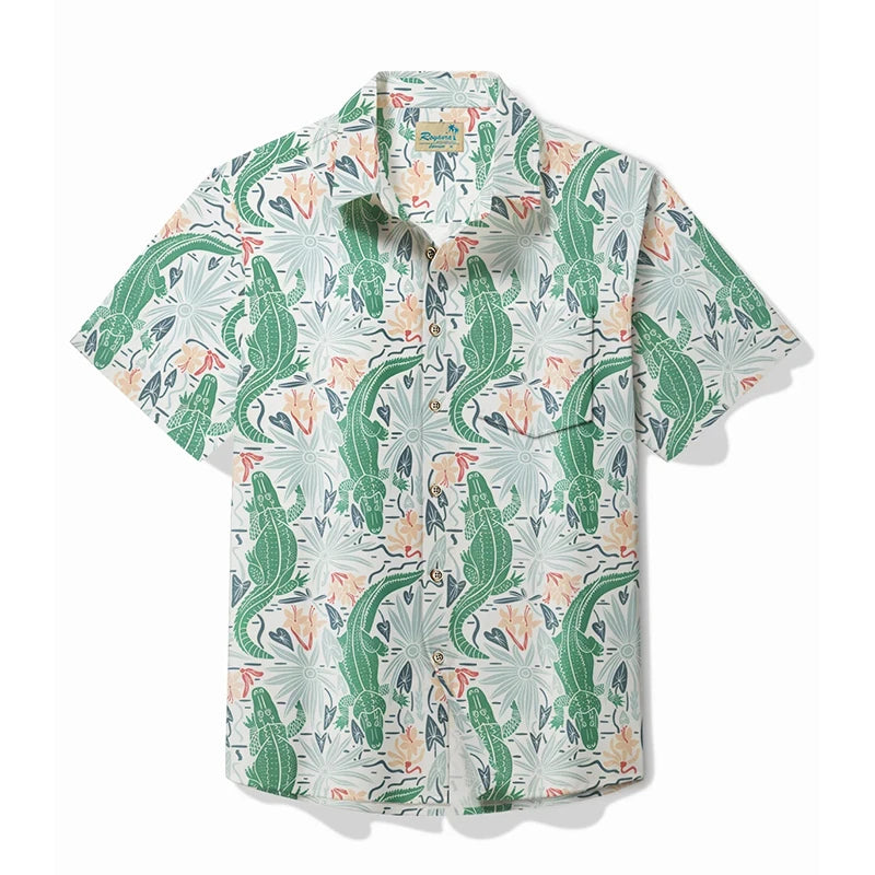 Men’s 3D Cartoon Alligator Hawaiian Shirt – Designer Streetwear Style - Inarah Trade Ltd