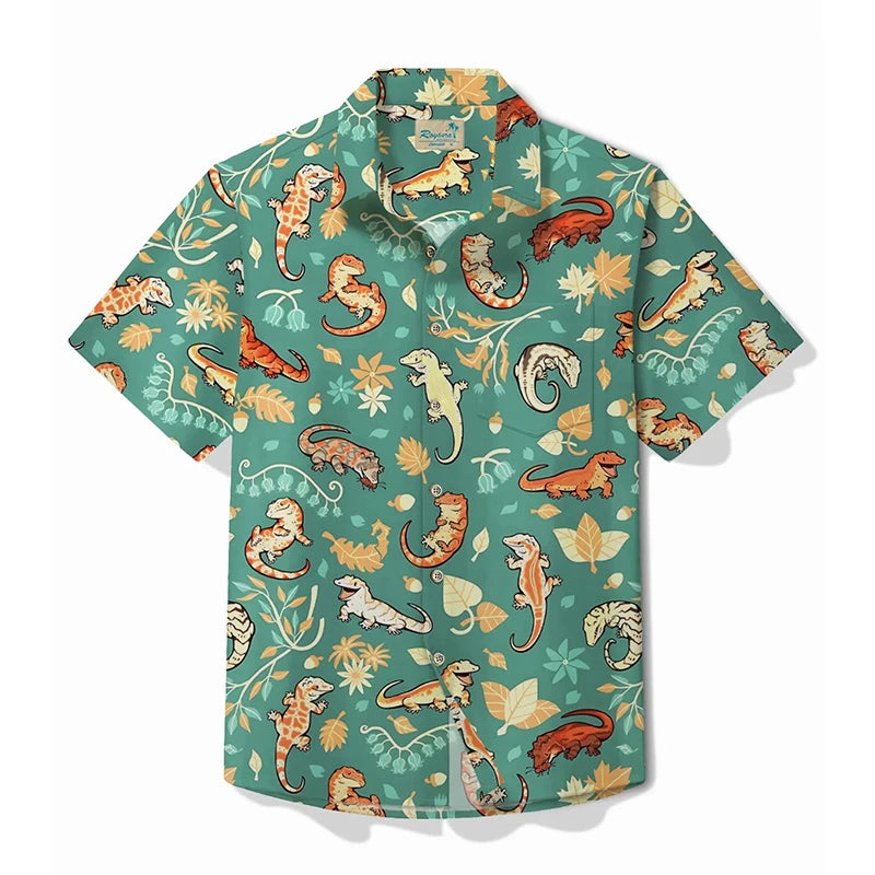 Men’s 3D Cartoon Alligator Hawaiian Shirt – Designer Streetwear Style - Inarah Trade Ltd