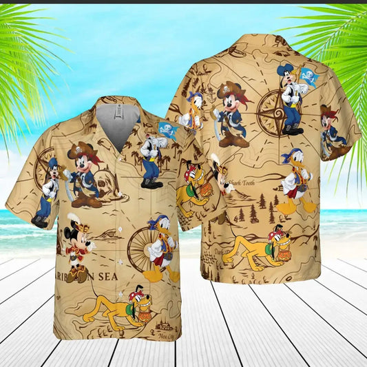 Retro Pirate Mickey & Friends Hawaiian Shirt – Vintage Disney Style - Inarah Trade Ltd