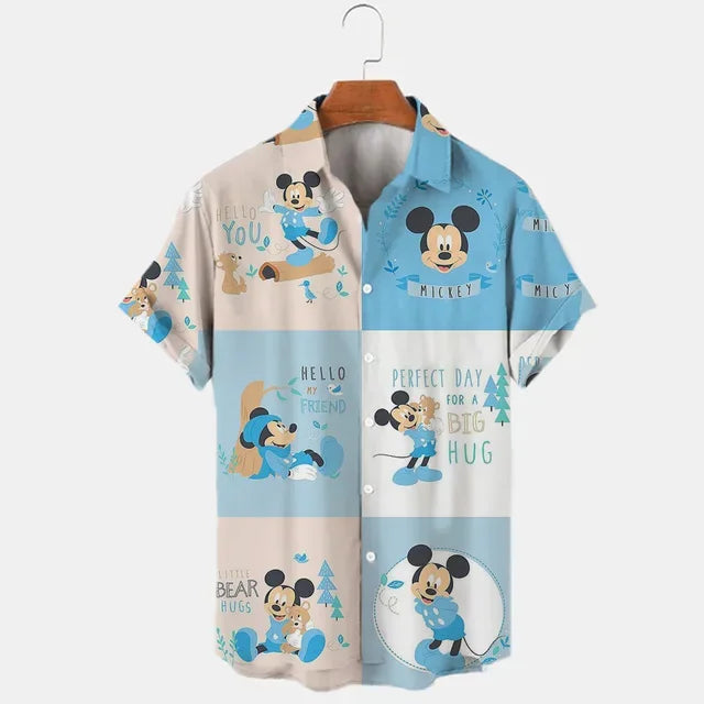 Miniso 3D Disney Print Oversized Men’s Shirt – Summer Vintage Style - Inarah Trade Ltd