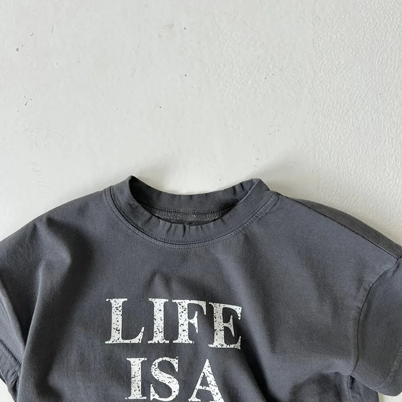 2025 Kids Letter Print T-Shirt – Cotton Short Sleeve Top Unisex - Inarah Trade Ltd