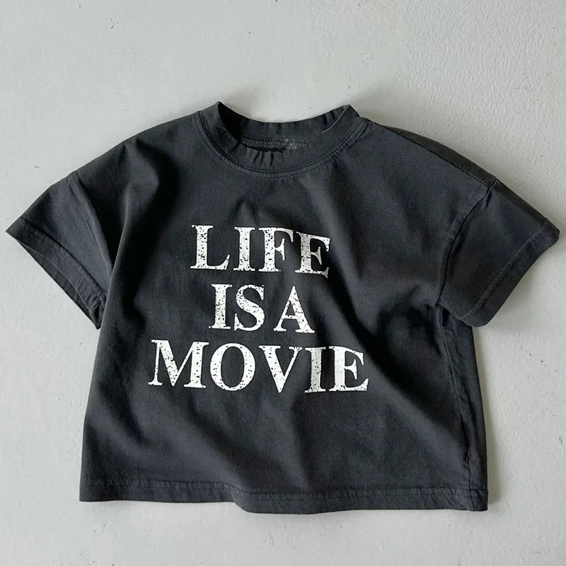 2025 Kids Letter Print T-Shirt – Cotton Short Sleeve Top Unisex - Inarah Trade Ltd