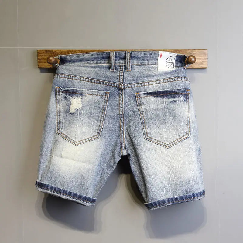 Men’s Denim Knee-Length Shorts – Cat Whiskers Design - Inarah Trade Ltd