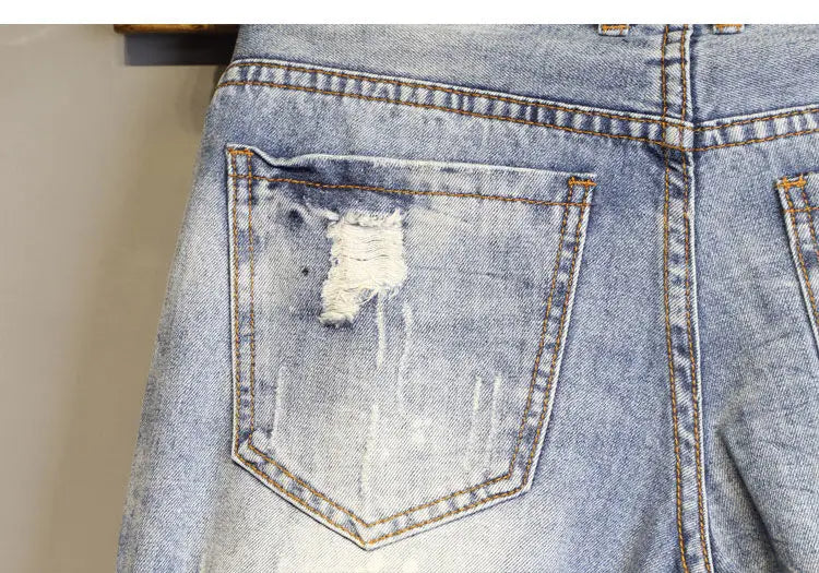 Men’s Denim Knee-Length Shorts – Cat Whiskers Design - Inarah Trade Ltd