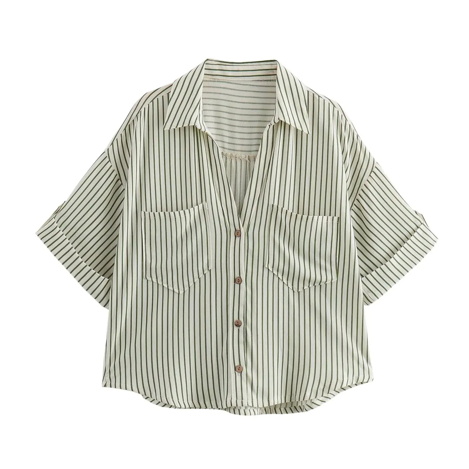 Summer Casual Women’s White Cotton Button-Up Shirt - Inarah Trade Ltd