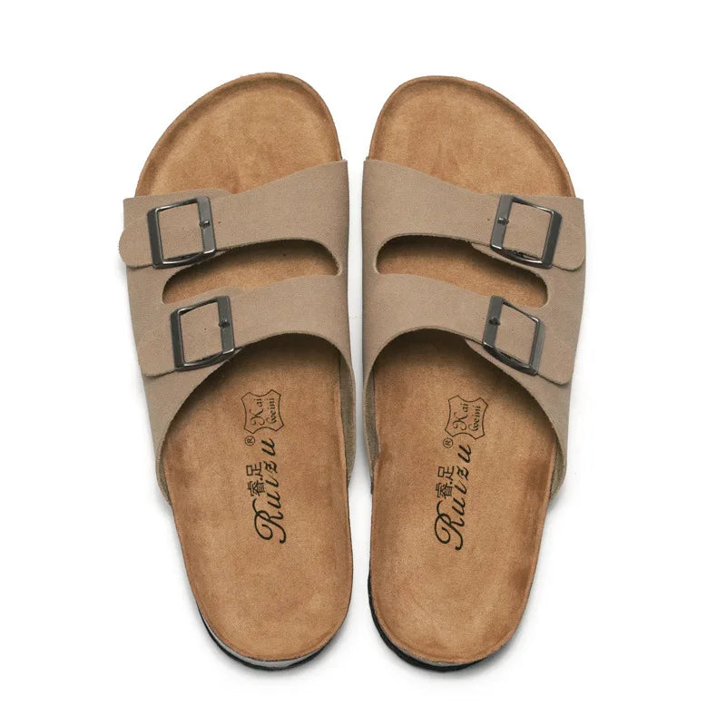 2025 Unisex Cork Leather Mule Slippers , Footwear - Inarah Trade Ltd