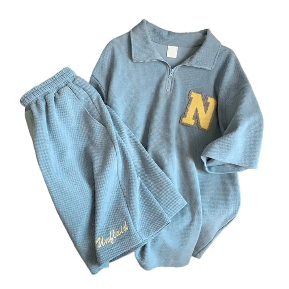 Unisex Summer Waffle Knit Sports Set – T-Shirt & Shorts - Inarah Trade Ltd