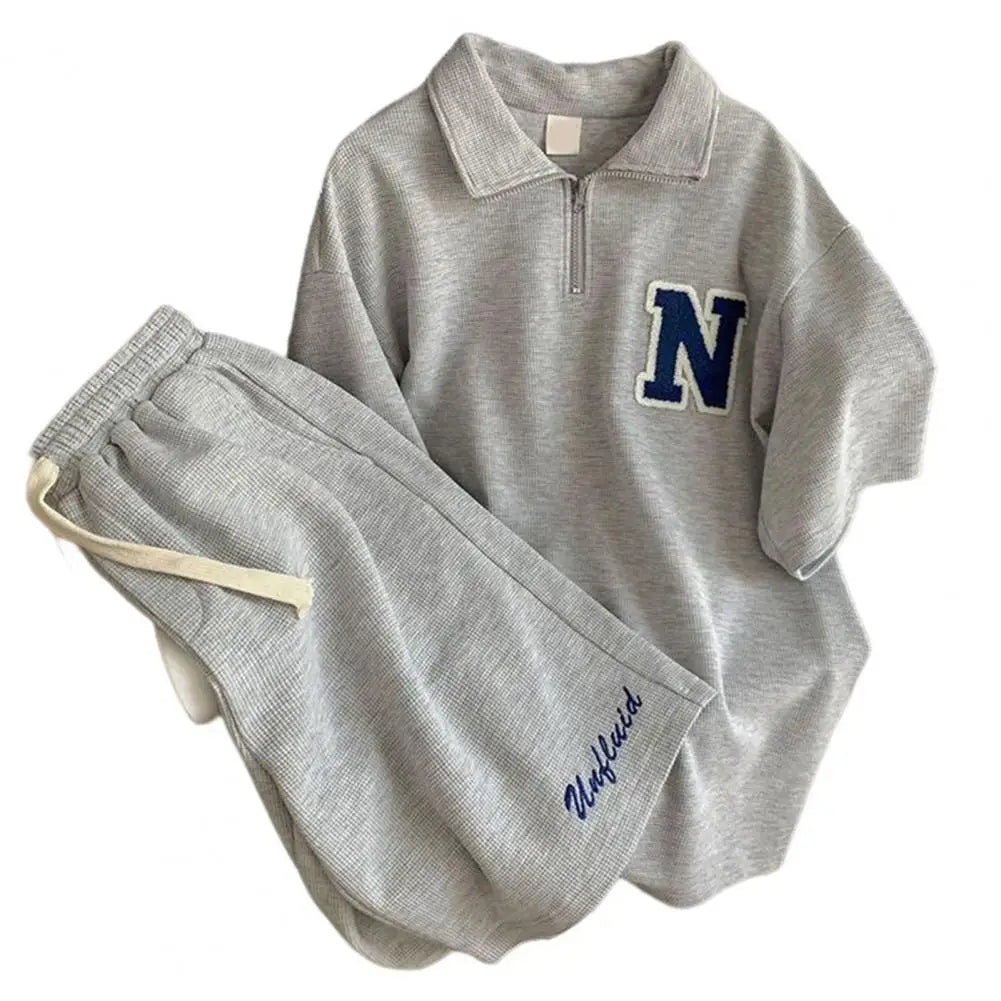 Unisex Summer Waffle Knit Sports Set – T-Shirt & Shorts - Inarah Trade Ltd