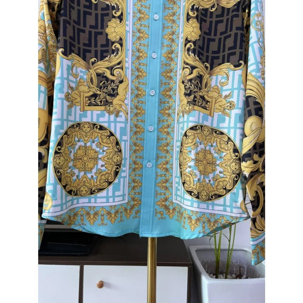 Men’s Digital Print Long Sleeve Shirt – Spring/Autumn Fashion - Inarah Trade Ltd