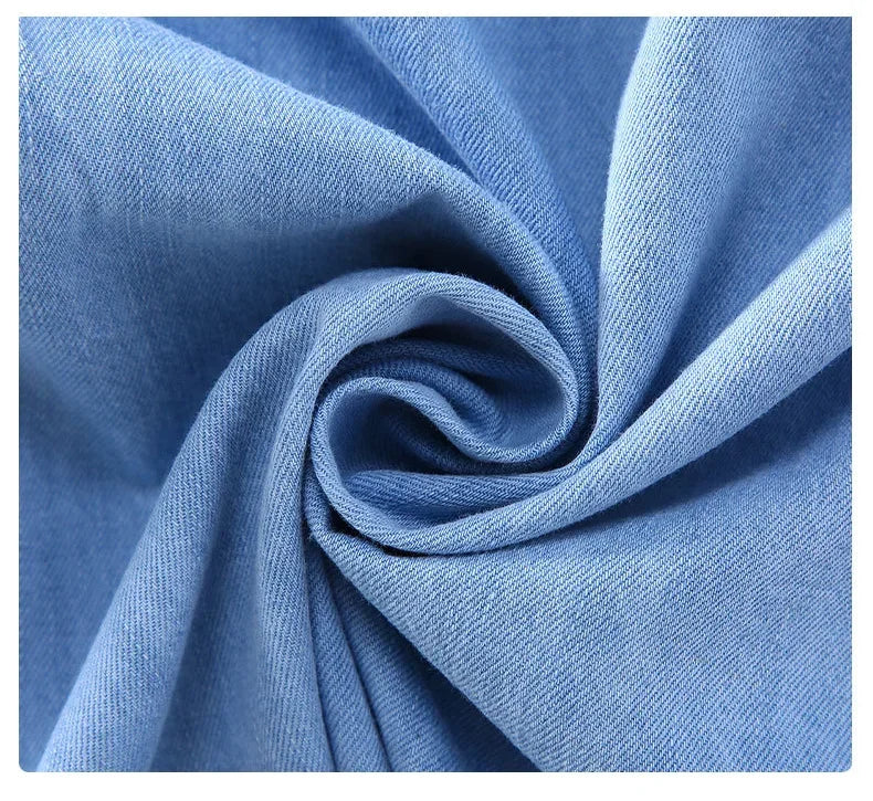 Men’s Summer Short Sleeve Denim Work Shirt – Retro Casual Style - Inarah Trade Ltd