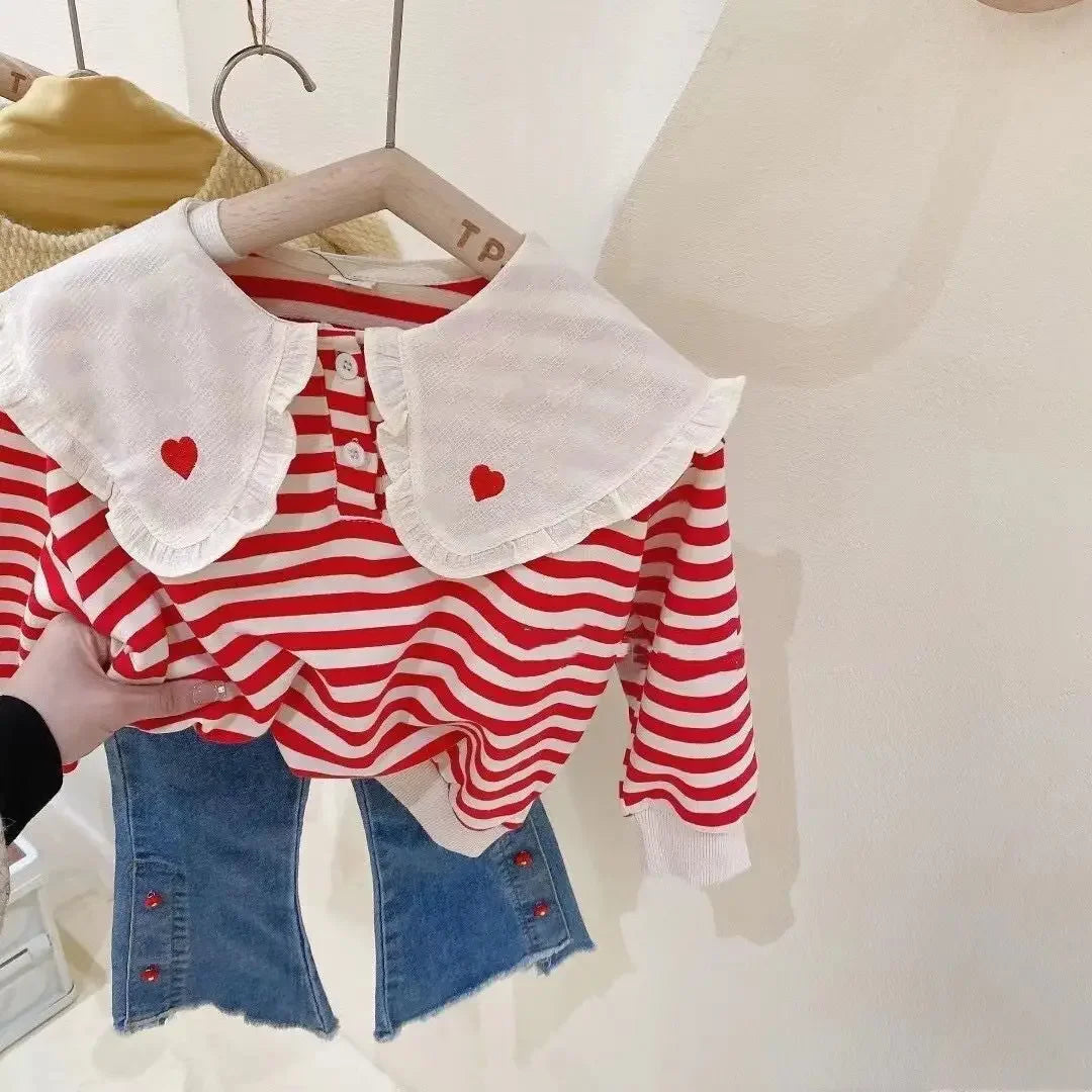 Girls 2-Piece Clothes Set – Long Sleeve Shirt & Jeans (Autumn/Spring) - Inarah Trade Ltd