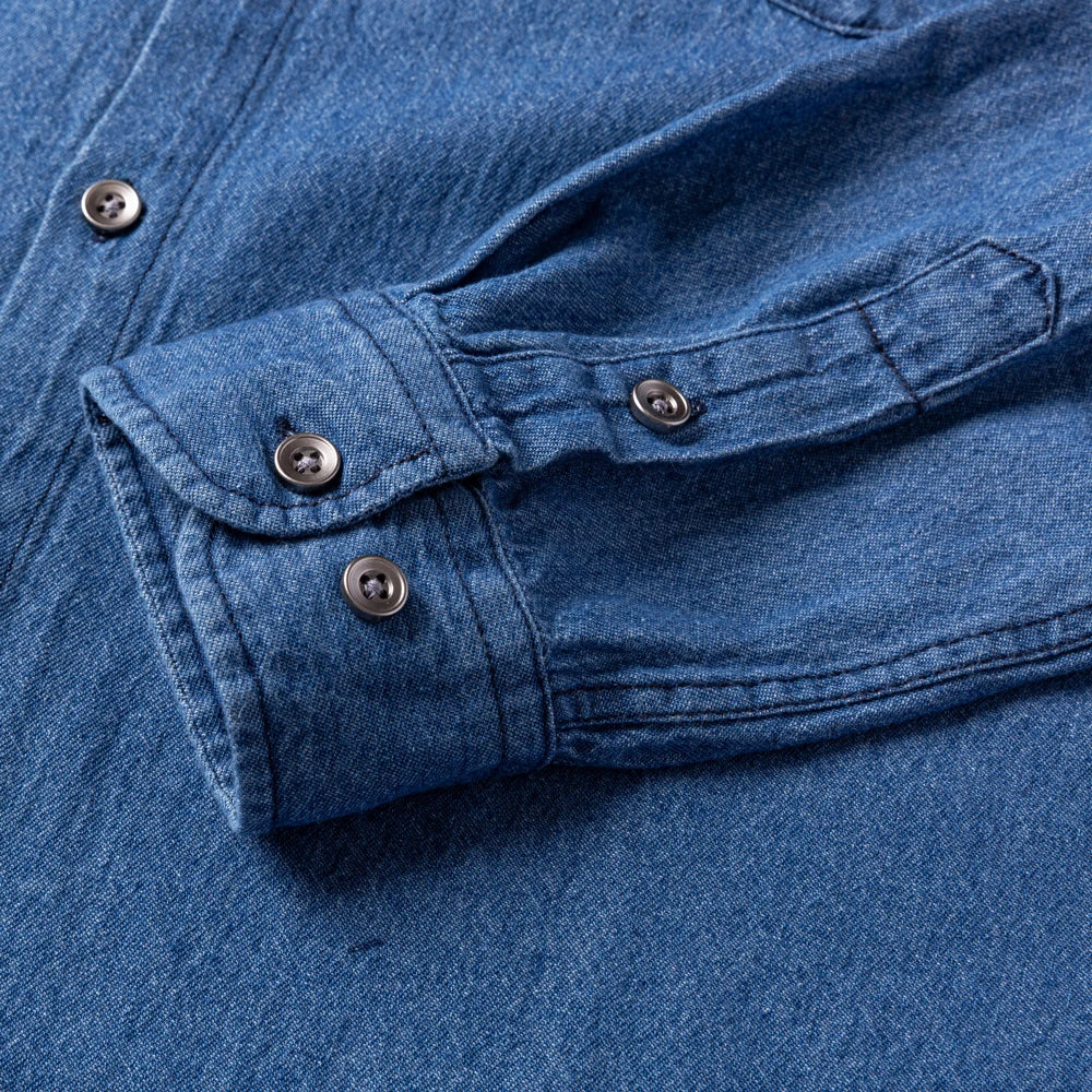 Men’s 100% Cotton Western Denim Shirt – Long Sleeve Workwear - Inarah Trade Ltd