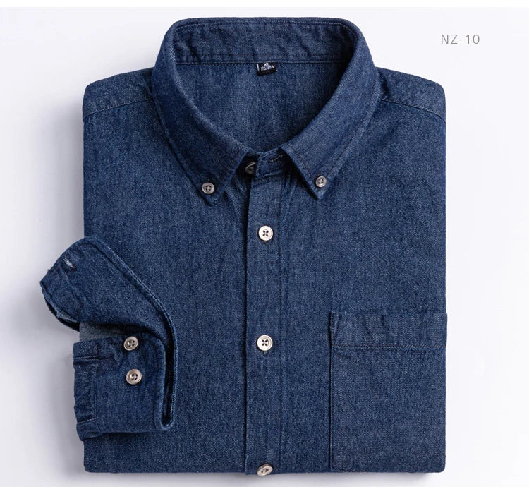 Men’s 100% Cotton Western Denim Shirt – Long Sleeve Workwear - Inarah Trade Ltd